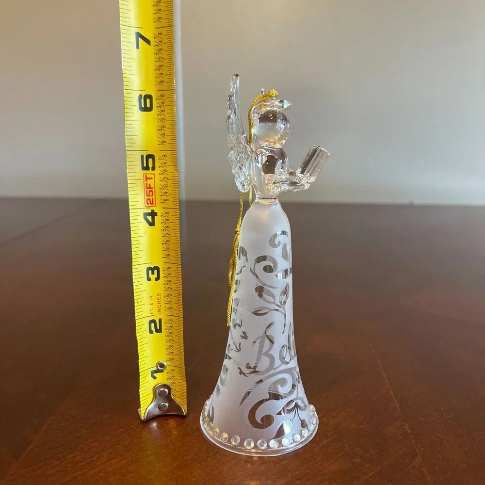 Lenox Glass Angel Ornament Wings & Frosted Joyous Tidings Series  6
